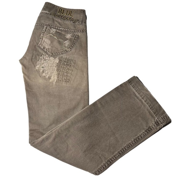 RARE BLUE COLLECTION Straight Button Fly Distressed Jeans Brown Size 29 Waist - Picture 14 of 16